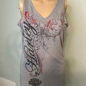 Harley-Davidson Gray Graphic Sleeveless Tank Top